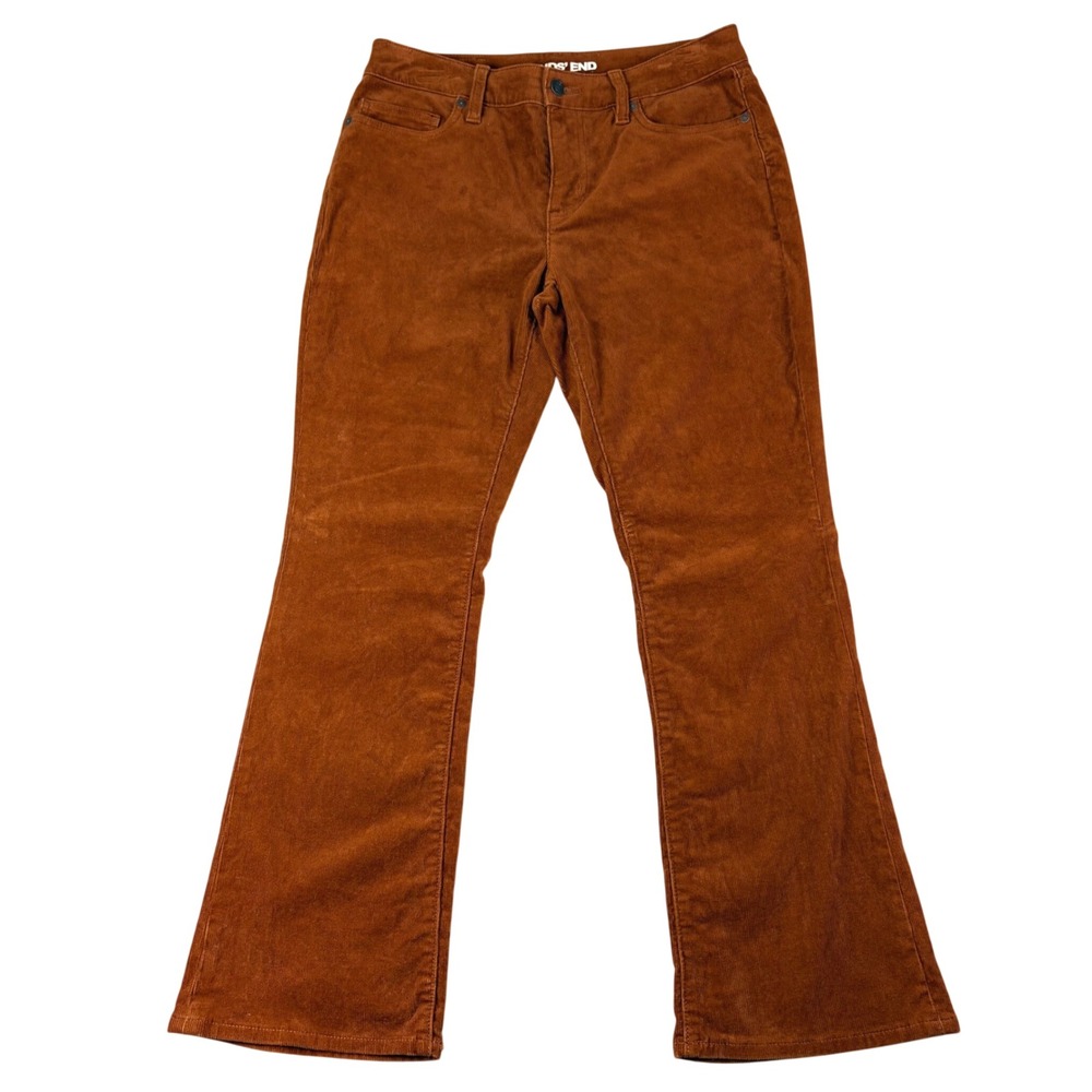 Lands' End 6 Petite Rust Brown Corduroy Pants Mid Rise Bootcut Boho Retro Casual